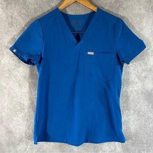 FIGS Technical Collection Women XS Scrub Top Royal Blue V-Neck One Pocket 142256